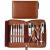 Manicure Set, FAMILIFE Professional Manicure Kit Nail Clippers Set 11 in 1 Stainless Steel Pedicure Tools Kit Nail Kit Men Grooming Kit with Portable Brown Leather Travel Case Luxury Gifts for Him Popular Brown