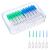 200 pieces of interdental brushes silicone tw German brushes dental brushes with box portable dual-house dental floss stick for tooth cleaning between rooms (blue green) blue green