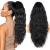 26 Inch Black Ponytail Extension Long Wavy Hair Extensions Synthetic Long Hair Pieces for Women Soft Natural Pony Tails Extensions Drawstring Ponytail Hair Extension for Daily Use (Color: Black) Drawstring-Black