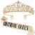 "Birthday Queen" Sash & Rhinestone Tiara Set COCIDE Silver Birthday Sash and Tiara for Women Birthday Decoration Kit Rhinestone Headband for Girl Glitter Crystal Hair Accessories for Party Cake Topper 4 Gold