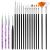 Hanyousheng Nail Art Brushes Set 15 pcs Nail Art Design Pinceaux + 3 pcs Detailer Brush Tool Acrylic Nail Brush Nylon Brush Head Nails Tools for DIY Design(Black Purple) 15+3 pcs 18.0