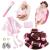 SPOKKI Newborn Photography Props 7 PCS Newborn Girl Photoshoot Outfits Babies Robe Props with Bath Towel Slippers Cucumber Curler Hat Makeup Brush for Infant Boys Girls UB027-A