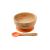 Babi Baby Toddler Large Bowl & Matching Spoon Set Natural Bamboo with Stay Put Silicone Suction Ring (Orange)