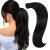 Runature ponytail real hair extensions black braid hair extension ponytail Extensions clip in braid extensions real hair braid 30cm 12 inch #1b made of black 70g 30 cm 1-braid #1b