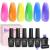 Beetles Gel Polish 6 Colors Jelly Gel Nail Polish Set Neon Nail Gel Kit Pink Blue Green Soak Off UV Led Light Summer Translucent Orange Purple Gel Nail Art DIY Manicure Gummy Candy