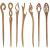 7 Pack Vintage Retro Handmade Ancient Chinese Japanese Brown Wooden Hair Sticks Chopsticks Hair Pins Picks Wood Sandalwood Carved Smooth Long Horn Fork Pen Hairpins Clips for Bun Chignon Holder Bulk