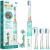 Seago electric toothbrush children from 3-12 years of children's toothbrushes with colored light smart timer 4 soft brush head waterproof baby sound toothbrush for girls boys SG-977 (green)
