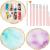 3 Pieces Nail Palettes Nail Mixing Palette Polish Color Mixing Plate Golden Edge Resin Nail Holder Nail Display Cosmetic Mixing Tools (Round Shape)