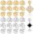 50 Pieces Flat Round Ear Studs Earring Posts with Loop Hole Coin Jewelry 13.0 mm Gold Plated Disc Charms Earring for DIY Earrings Craft Making Supplies for Women Girls White K  KC Gold