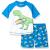 Simple Joys by Carter's Baby Boys' Swimsuit Trunk and Rashguard Set Rash Guard 4 Years Blue White Dinosaur