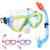 Kids Snorkel Set Dry Top Snorkeling Gear for Kids Youth Boys Girls Junior Age 5-15,Tempered Glass Swimming Diving Mask and Snorkel Set 180 Degree Panoramic View Blue