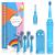 Kids Sonic Electric Toothbrush Rechargeable Smart Toothbrush for Children Toothbrush for Toddlers Boys Girls Age 3-12 with 30s Reminder 2 Mins Timer 6 Modes 6 Brush Heads Wall-Mounted Holder 8650 Blue+ 6 Heads+ Holder