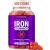 Iron Gummies for Adults and Kids | Biotin Zinc Vitamin B Folic Acid Vitamin Gummies | Vegan Gluten Free Blood Builder Anemia Supplements | Tasty Energy Boosting Iron Supplement for Women and Men