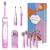 Dinosaur Toothbrush Kids Sonic Electric Toothbrush for Children Toddlers Boys Girls Age 3-12 with 30s Reminder 2 Mins Timer 5 Modes 6 Brush Heads Rechargeable Wall-Mounted Holder 8680 Pink+ 6 Heads+ Holder(package Might Vary)