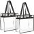 2 Pack Stadium Approved Clear Tote Bags with Zipper, 12x6x12 Large Bags with Handles for Concerts