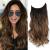 Secret Hair Extensions 20 Inch Synthetic Wavy Hair Pieces for Women Transparent Invisible Wire Hair Extensions Brown with Dark Root Hair Extension 20 inch Brown with Dark Root