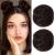REECHO 2 PCS Mini Claw Clip in Messy & Cat Ears Hair Bun Extensions Wig Accessory Updo Hairpieces for Women Girls (Pack of 2-3.5" Wavy Dark Brown) Pack of 2 - 3.5" Wavy Dark Brown