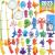 CozyBomB Magnetic Fishing Toys Game Set for Kids for Bath Time Pool Party with Pole Rod Net Plastic Floating Fish - Toddler Education Teaching Christmas Birthday Gifts for Kids Ocean Sea Animals