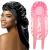 Bonnets for Black Women Braid Bonnet  Large Long Satin Bonnet for Braids Sleeping  Black Women Satin Silk Bonnet with Stretchy Tie Band Sleep Bonnet Cap for Long Curly Hair Braids (Black & Pink)