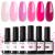 Modelones Gel Nail Polish Set 6 Pink Colors, Hot Pink Tones Spring Sakura Neon Light Soft to Dark Pink Shades Soak Off Romantic Nail Art Design for Women Girls Salon Home Manicure Kit Mothers Day Gifts A Hot Pink