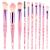 WLLHYF Glitzer-crystal-up brush set 10-part bling professional foundation concealer eyeshadow eyeliner rouge lip mixing synthetic brush tool set essentials pink