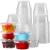 130 Sets - 2 Oz  Jello Shot Cups, Small Plastic Containers with Lids, Airtight and Stackable Portion Cups, Salad Dressing Container, Dipping Sauce Cups, Condiment Cups for Lunch, Party to Go, Trips 2oz - 130