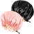 2PCS Satin Sleep Cap Adjustable Double-Sided Sleep Bonnet Bonnet Cap for Sleep (1 BLACK+ 1 PINK) M-XL 1 BLACK+ 1 PINK