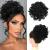RUWISS Messy Bun Short Curly Drawstring Ponytail Extension Loose Hair Bun Hair Pieces for Women High Temperature Synthetic Hair Bun Extension Natural Black 1 Count (Pack of 1) Natural Black