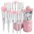 Bueart Design Elegant pink Ultra soft labeled Makeup Brushes Sets with Cute Brush Holder case makeup brush set with Foundation Powder blush concealer blending eyeshadow contour Glitter