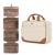 CLUCI Toiletry bags for traveling women, Leather Water-resistant Large Makeup Cosmetic Bag Travel Organizer for Accessories with Hanging Hook, Full Sized Container, Toiletries Beige With Brown