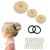 3 pieces Donut Hair Bun Maker Set with 2 elastic hair band 10 U-shape hairpise hairpin dutt pillow bun Maker for children girls women (beige)