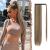 Fine long smooth ponytail hair part synthetic hair extension braid hair extension for women girls caramel brown mixed ash blonde 70 cm 70 cm (1 Pack) caramel brown mixed ashblond