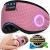 LC-dolida Breathable Sleeping Mask for Side Sleepers Zero Eye Pressure Eye Covers for Sleep Built-in Comfortable HD Speakers Blindfold Mask with 2 Soft Foam Earplugs for Travel/Sleep/Nap Pink