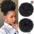 Afro Puff Drawstring Ponytail Extension for Black Women, Premium Black 1B# 80gram Short Synthetic Afro Puff Ponytail for Natural Hair, Clip On Kinky Drawstring Curly Ponytail Bun Natural Black #1B
