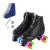 Ugboiu Roller Skates for Men and Women, Black Derby Roller Skates with 4 Shiny Wheel, Classic Double-Row Roller Skates for Indoor and Outdoor 9.5 Women/8.5 Men Black