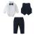 Amissz Baby Boy Clothes Outfit Suits 3-18 Months Infant Gentleman Long Sleeve Romper Jumpsuit+Pants+Bow Tie Formal Tuxedo Clothing Set for Boys 3-6 Months Dark Blue