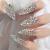 Luxury Full Cover 3D Rhinestone Press on False Nails Super Extra Long Stiletto Fake Nails Manicure Nail Art Tips Set for Wedding Party