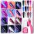 Long Press On Nails  Chrome Press On Nails Teenitor 288pcs Long Coffin Ballerina False Nails  12 Colors Full Cover Glue On Nails Holographic Metallic Mirror