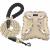 Haapaw dog harness and leash set no pulling adjustable reflective step-in-puppy harness with thick padded vest for extra small/small medium-sized dogs beige L (breast 45.7-50.8 cm weight 6.4-8.6 kg)