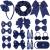 Radsocken 48Pcs Girls School Hair Accessories Kit Navy blue Bow Hair Clips Headband Ponytail Holder Elastics Bands Ribbon Hair Barrettes Hair accessories for girls Birthday Gift(Nblue)