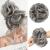 FESHFEN Messy Bun Hair Piece Hair Scrunchies Thick Curly Wavy Hair Piece Synthetic Donut Updo Hairpieces for Women Girls Gray and White Tips 55 g (Pack of 1) 1B/171T60# Gray and White Tips