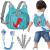 Toddler Harness Leash + Anti Lost Wrist Link, Accmor Dinosaur Baby Harnesses with Kids Leashes for Boys, Cute Child Walking Anti-Lost Holder Bracelet Strap Tether for Outdoor Keep Kid Close (Blue) Lake Blue Dinosaur