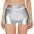 Kepblom Womens Metallic Booty Shorts High Waisted Shiny Rave Bottoms for Dance Festival Costumes Medium Silver