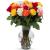 Benchmark Bouquets 2 Dozen Rainbow Roses, With Vase (Fresh Cut Flowers)