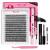 PRO DIY Lash Extension Kit 280pcs Lash Clusters D Curl Eyelash Extension Kit Individual Lashes with Lash Bond and Seal Lash Remover Lash Applicator Easy to Apply at Home(30D-9-15mix Kit) 9-15 mix 30D-D Kit (G)