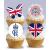 Anglesit 24 x Pre-Cut King Charles III Coronation & Union Jack Edible Wafer/Rice Paper Cupcake Cake Dessert Toppers Royal Party Birthday Decorations