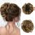Claw Clip Messy Bun Hair Piece 100% Real Human Hair Buns Wavy Curly Chignon Hair Bun Extensions Tousled Updo Hair Buns Claw Clip Ponytail Hairpieces Hair Scrunchie with Clip for Women(Chocolate Brown with Light Golden Blonde Highlights 1) 1 Count (Pack of
