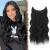 FESHFEN Invisible Wire Black Hair Extensions with Transparent Wire Adjustable Size with 2 Secure Clips Synthetic Hair Piece Long Wavy Secret Headband Hairpieces for Women 16 Inch 16 inch Black
