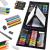 Sunnyglade 185 Pieces Double Sided Trifold Easel Art Set  Drawing Art Box with Oil Pastels  Crayons  Colored Pencils  Markers  Paint Brush  Watercolor Cakes  Sketch Pad multi-color