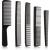 5 Pieces Hair Cutting Comb Barber Comb Hair Styling Combs Fine Teeth Carbon Comb Set Anti Static Heat Resistant Hairdressing Tapered Comb for Men Women (Classic Combs)